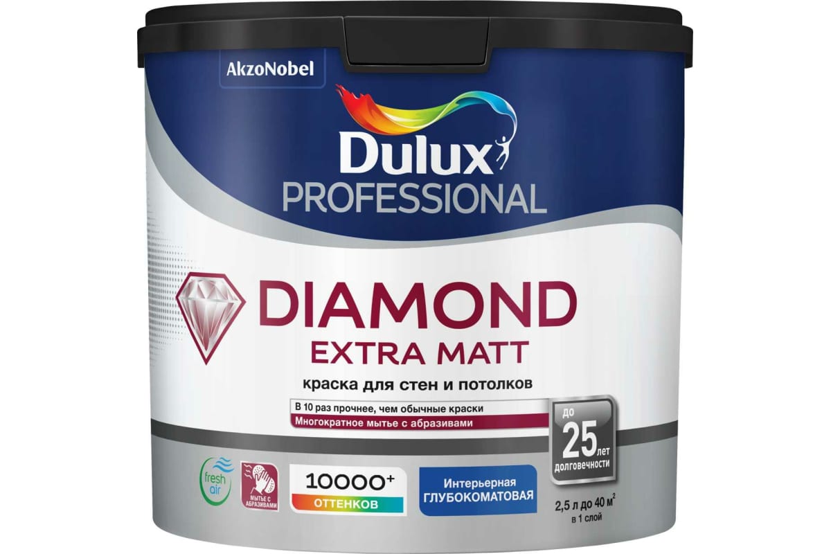 Краска Dulux Diamond Extra Matt / Дулюкс Даймонд Экстра Матт матовая износостойкая для стен и потолков