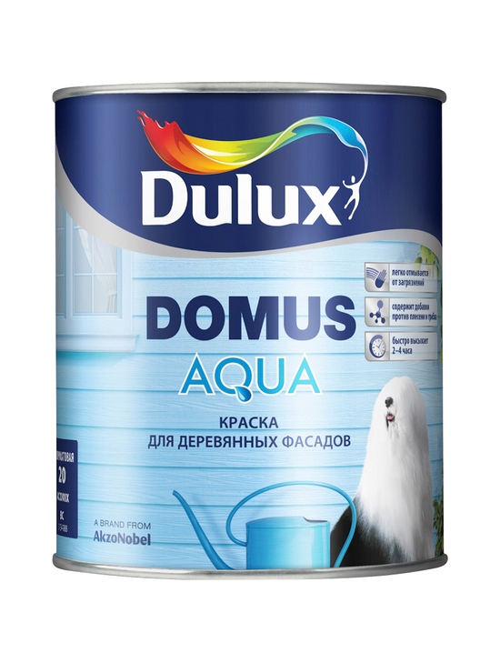Краска Dulux Domus Aqua / Дулюкс Домус Аква, полуматовая водорастворимая краска для деревянных фасадов
