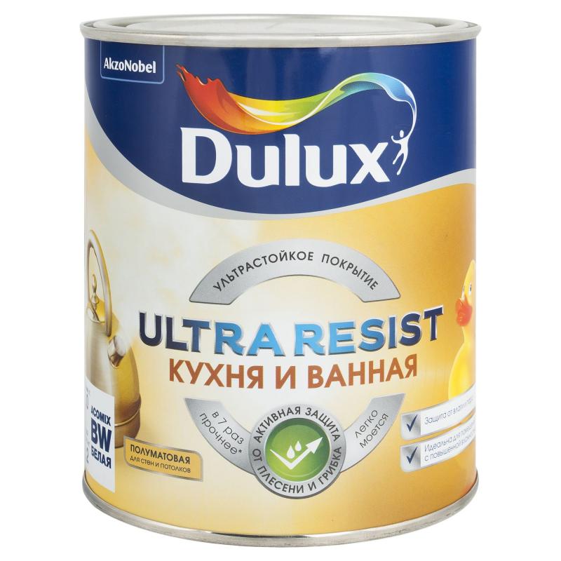 Краска Dulux Ultra Resist / Дулюкс Ультра Резист для кухни и ванной, ультрастойкая