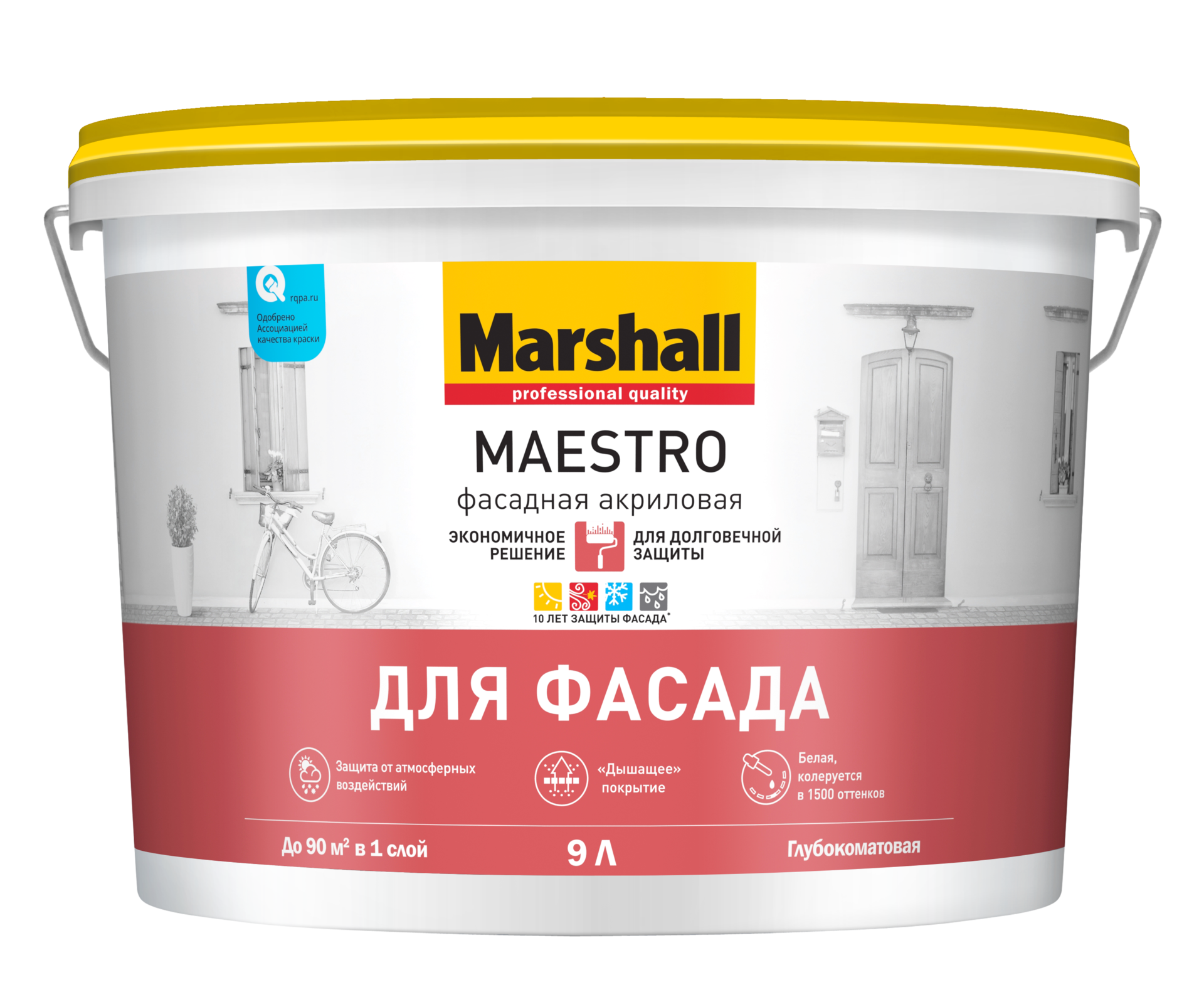 Глубокоматовая водно-дисперсионная (латексная) краска Marshall Maestro для наружных работ. 