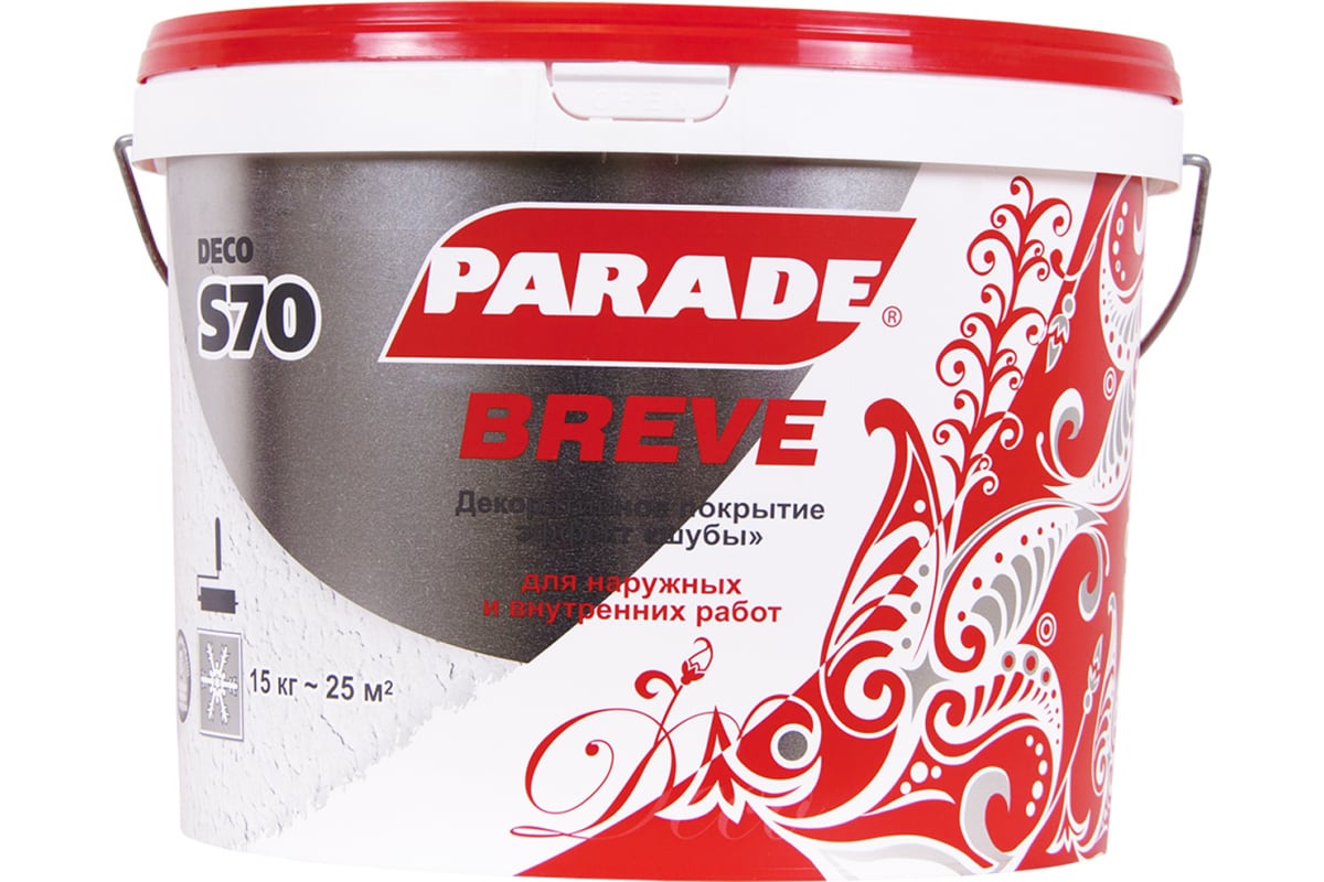 Декоративная штукатурка PARADE DECO BREVE S70 с эффектом шубы для внутренних и наружных работ зерно до 0,5мм