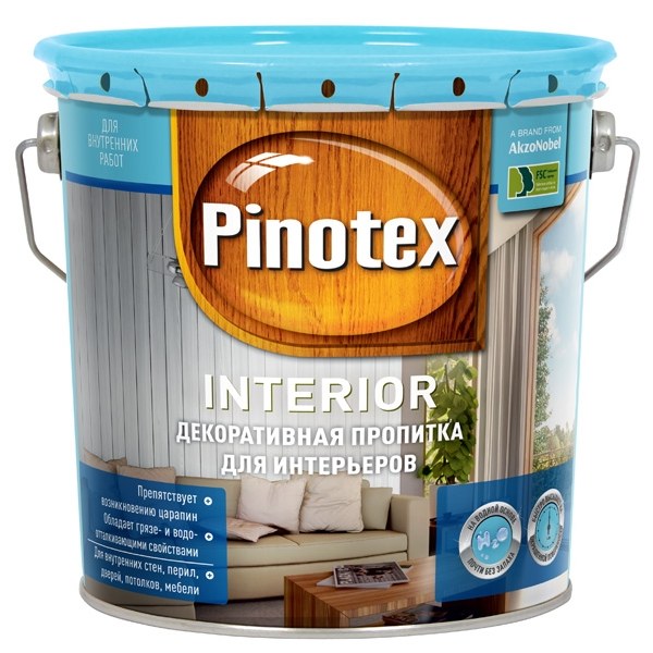 Декоративная пропитка Pinotex Interior / Пинотекс Интериор антисептик для дерева на водной основе для интерьеров