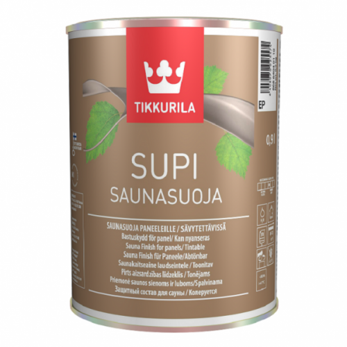 Воск для сауны Tikkurila Supi saunavaha. Защитный воск Tikkurila Supi saunavaha для бани и сауны 1л 45764040110. Средство защитное Tikkurila супи Саунасуоя 0.9л. Состав защитный для бань Tikkurila Suрi Saunasuoja.