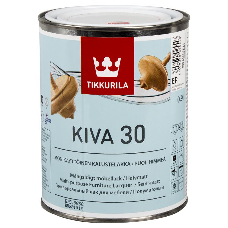 Лак мебельный водный Tikkurila Kiva / Тиккурила Кива полуматовый колеруемый акрилатный для внутренних работ