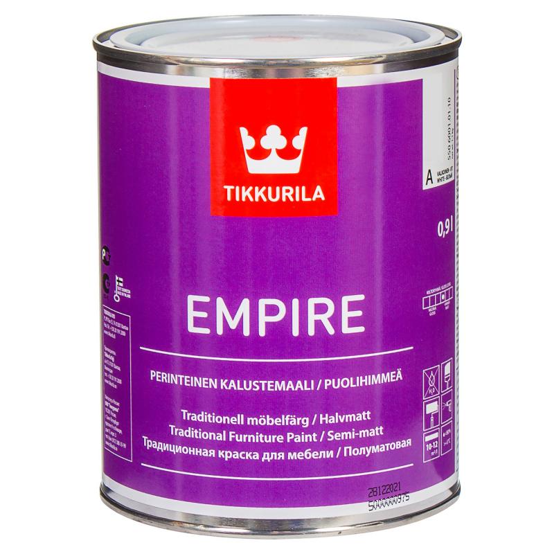 Эмаль алкидная Tikkurila EMPIRE / Тиккурила Эмпире для мебели полуматовая цвет белый