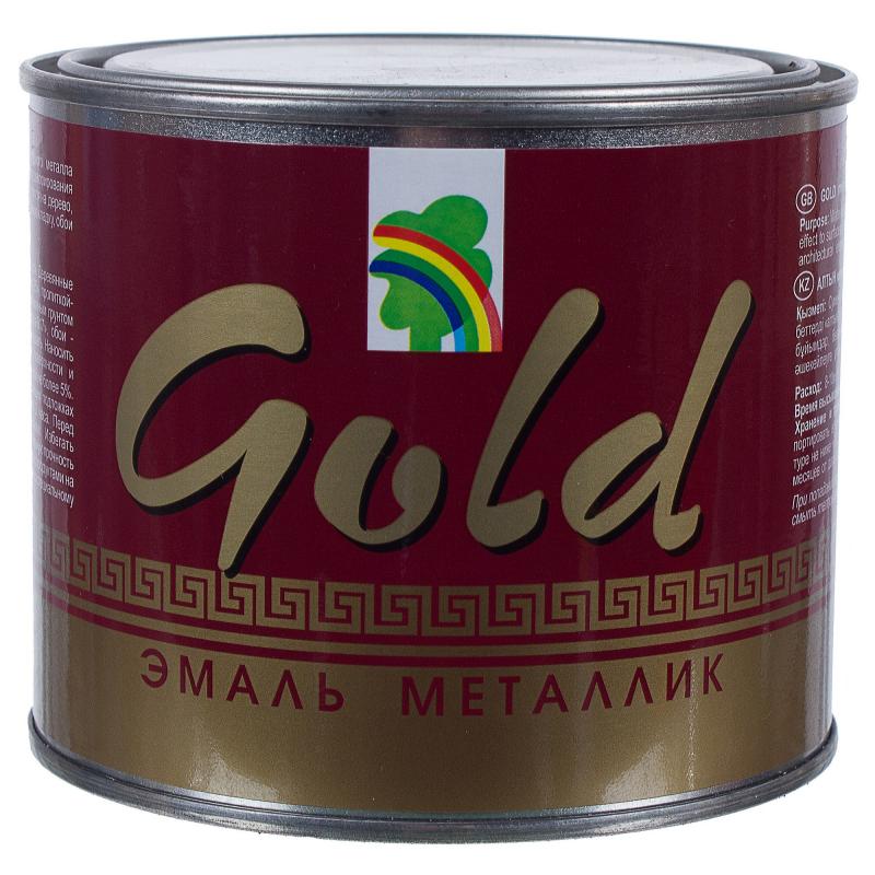 Эмаль декоративная акриловая РАДУГА GOLD, глянцевая, металлик, под золото для внутренних работ 